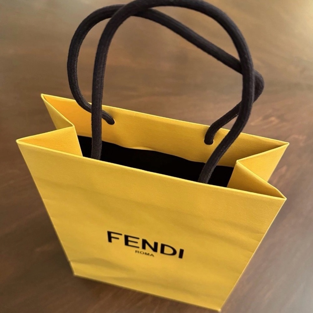 Fendi Yellow Paper Shopping Bag with Black Rope Handles